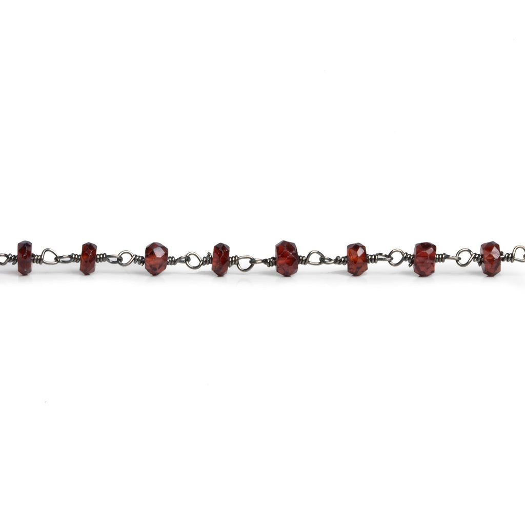 4mm Mozambique Garnet Rondelle Black Gold Chain 40 beads - The Bead Traders