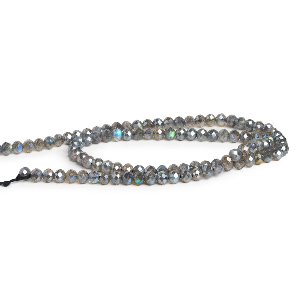 4mm Mystic Labradorite Faceted Rondelles 12 inch 95 beads - The Bead Traders