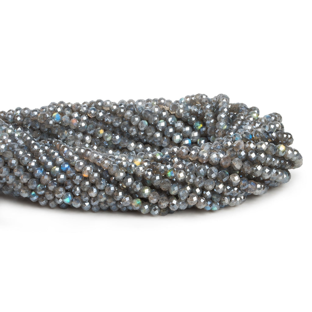 4mm Mystic Labradorite Faceted Rondelles 12 inch 95 beads - The Bead Traders