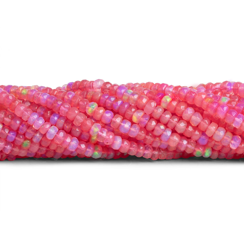 4mm Pink Ethiopian Opal Faceted Rondelles 16 inch 150 beads - The Bead Traders