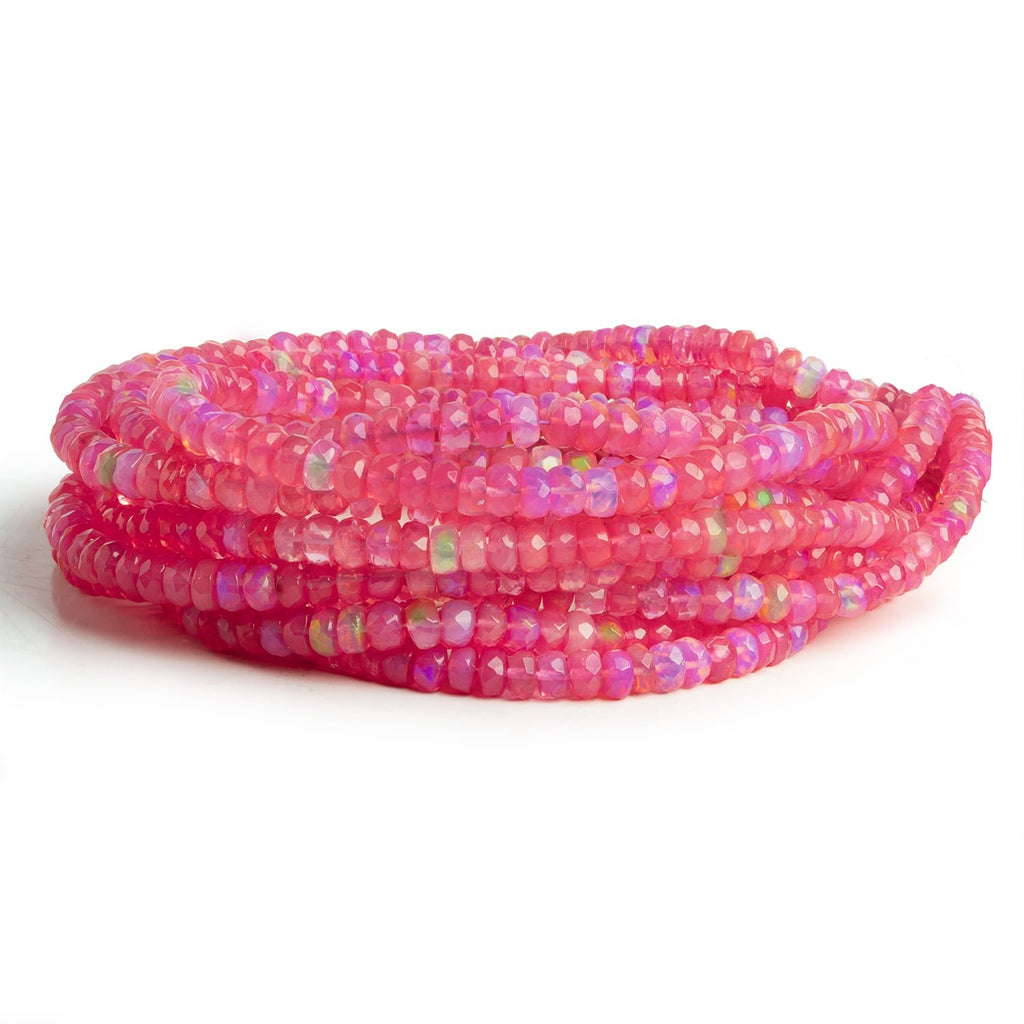 4mm Pink Ethiopian Opal Faceted Rondelles 16 inch 150 beads - The Bead Traders