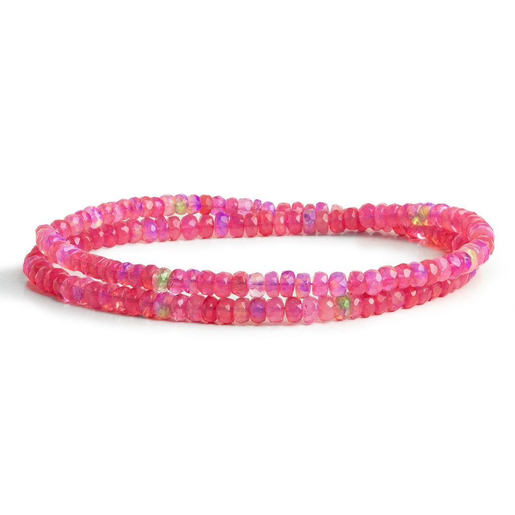 4mm Pink Ethiopian Opal Faceted Rondelles 16 inch 150 beads - The Bead Traders