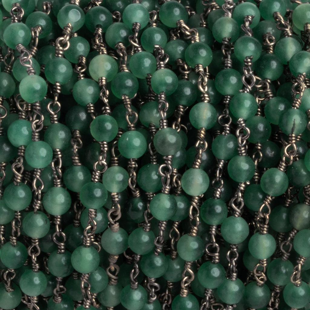 4mm Serpentine Round Black Gold Chain 30 Beads - The Bead Traders