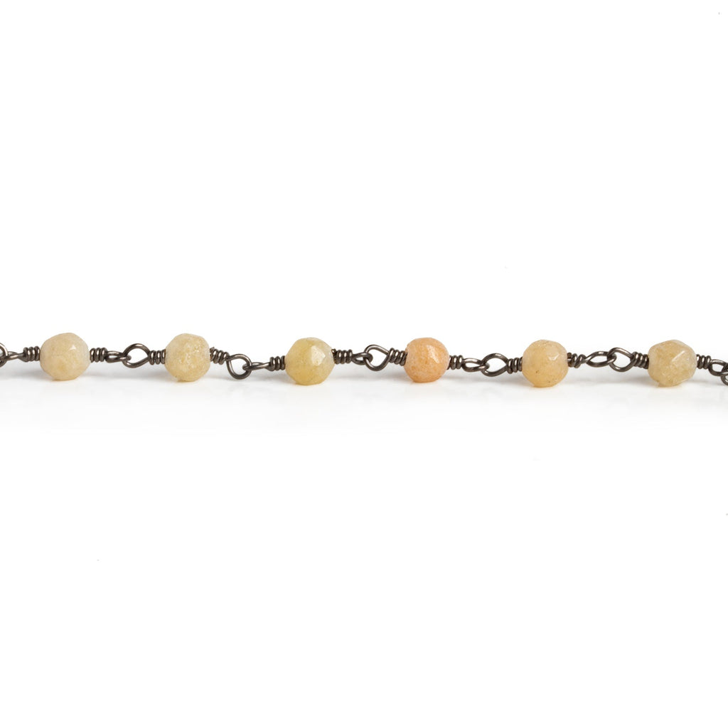 4mm Tan Agate Round Black Gold Chain 30 Beads - The Bead Traders