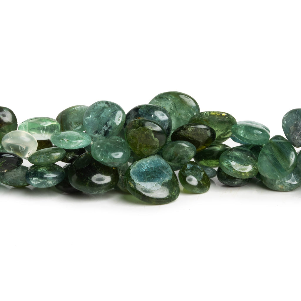 5 - 13mm Green Tourmaline Plain Hearts 8.5 inch 41 beads - The Bead Traders