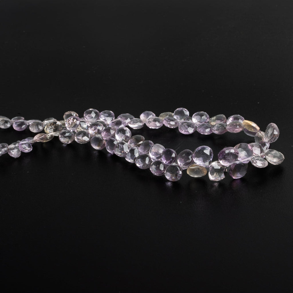 5 - 7mm Ametrine Faceted Hearts 10 inch 70 beads - The Bead Traders