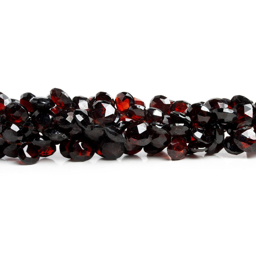 5 - 8mm Garnet Faceted Hearts 8 inch 45 beads - The Bead Traders