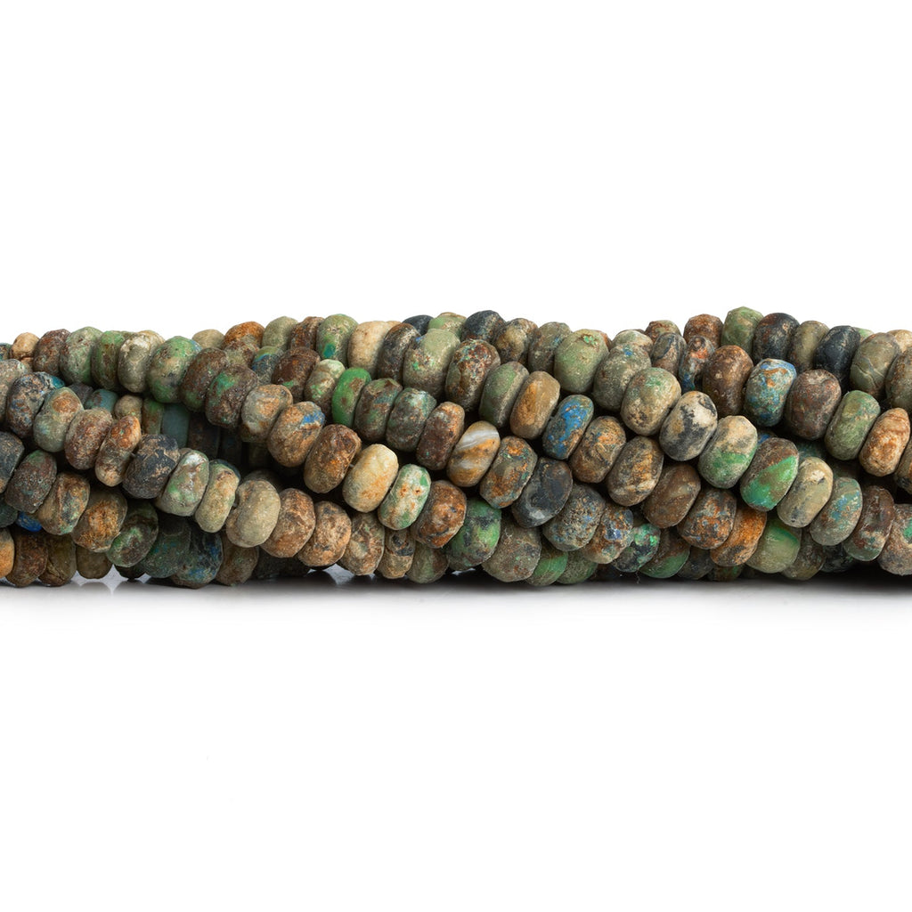 5 - 8mm Matte Chrysocolla Plain Rondelles 15 inch 95 beads - The Bead Traders