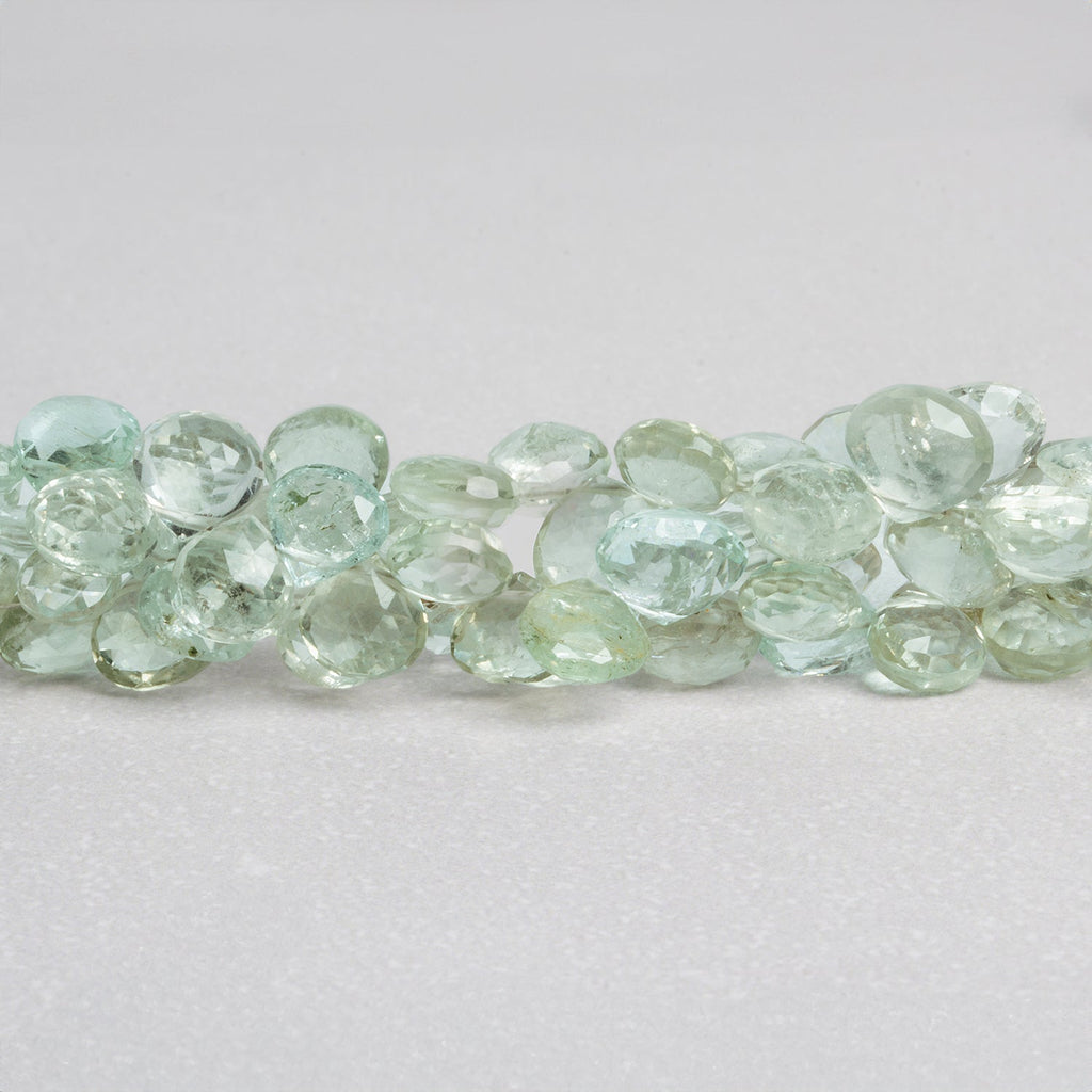 5 - 8mm Prasiolite Faceted Hearts 8 inch 50 beads - The Bead Traders