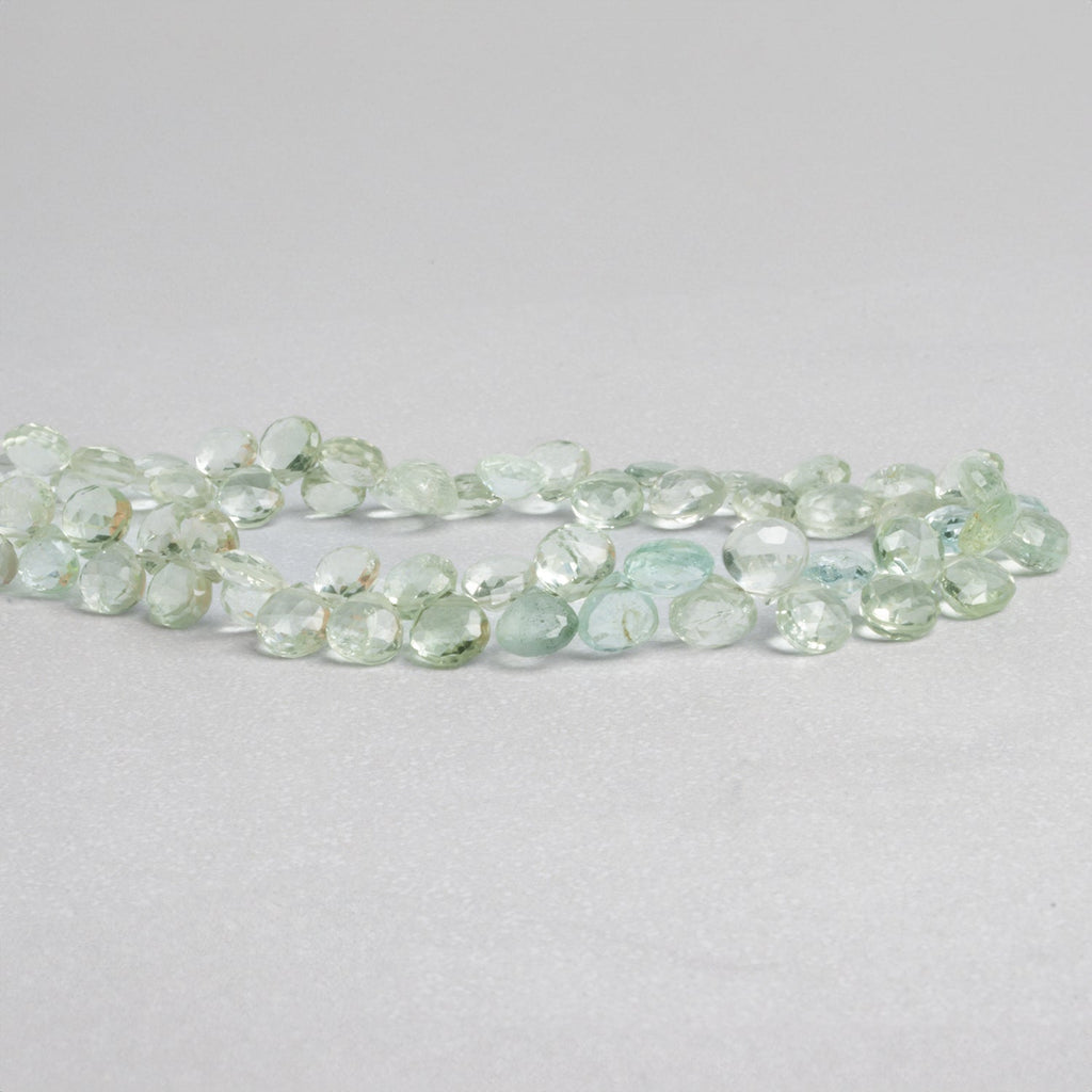 5 - 8mm Prasiolite Faceted Hearts 8 inch 50 beads - The Bead Traders