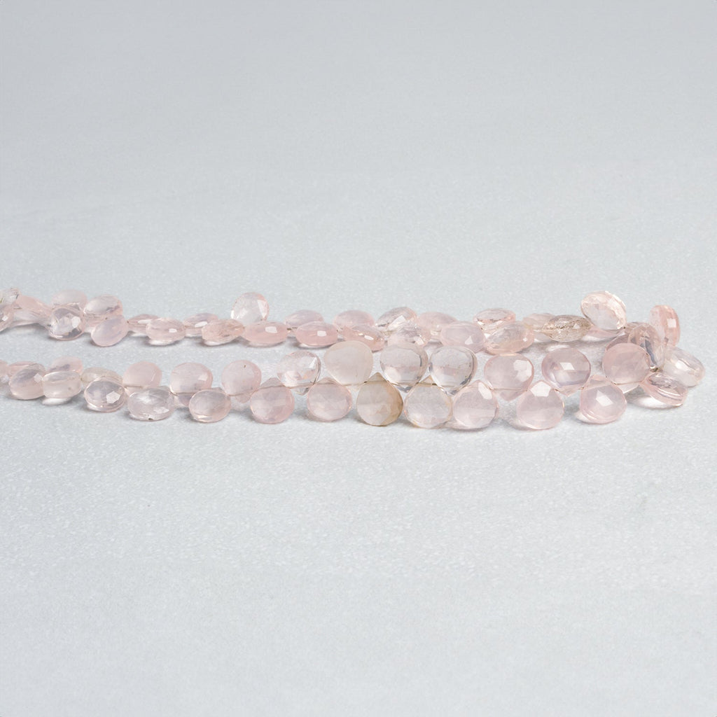 5 - 8mm Rose Quartz Faceted Hearts 9.5 inch 58 beads - The Bead Traders