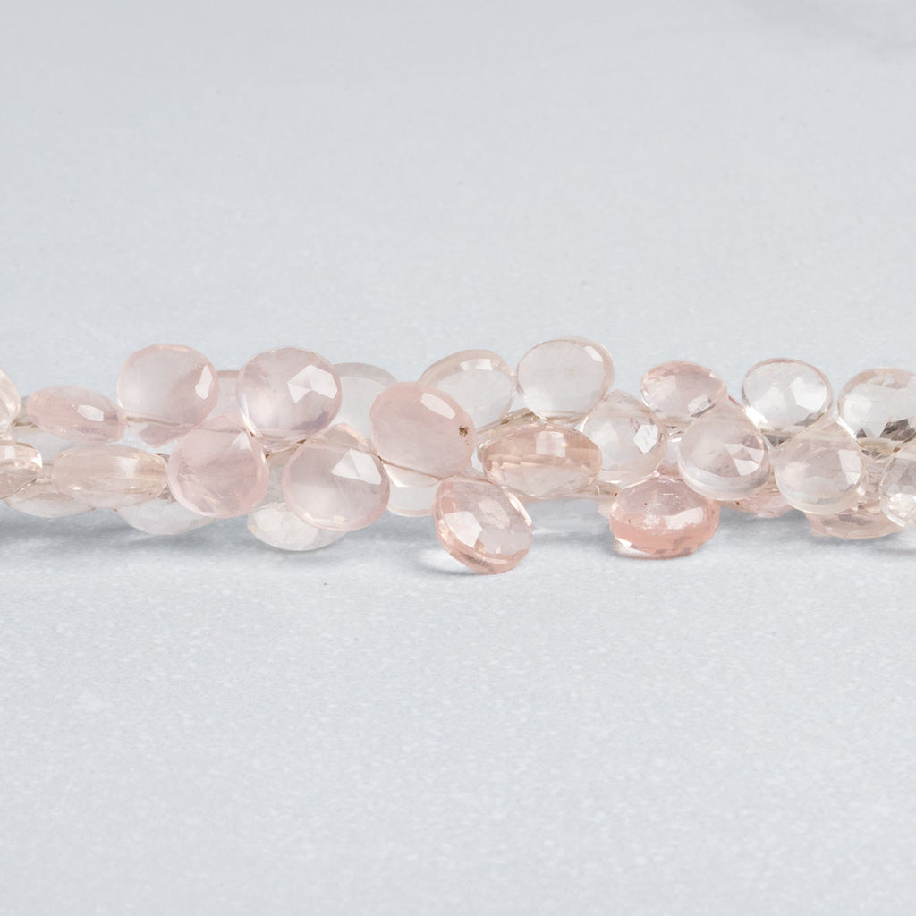 5 - 8mm Rose Quartz Faceted Hearts 9.5 inch 58 beads - The Bead Traders