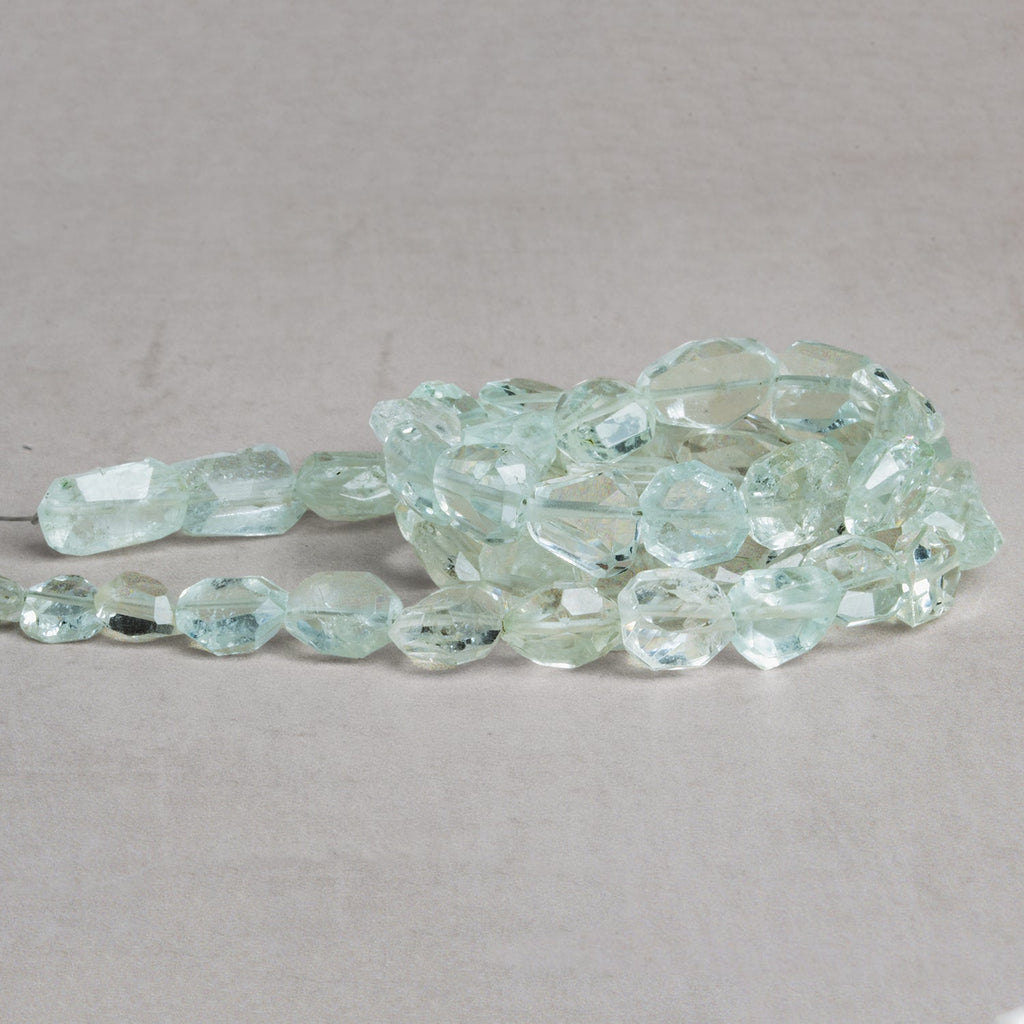 5 - 9mm Aquamarine Faceted Nuggets 14 inch 43 beads - The Bead Traders