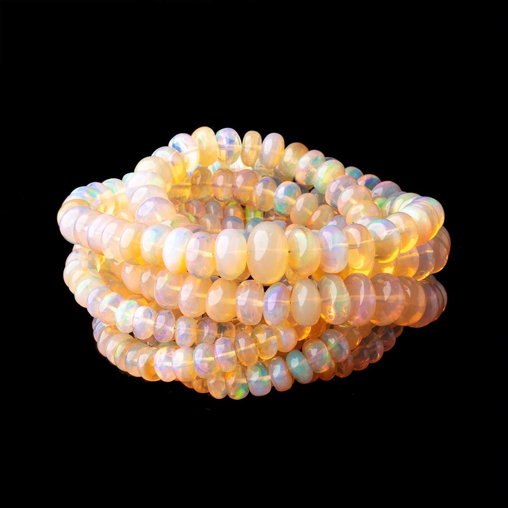 5 - 9mm Golden Ethiopian Opal Plain Rondelles 16 inch 115 beads AA - The Bead Traders