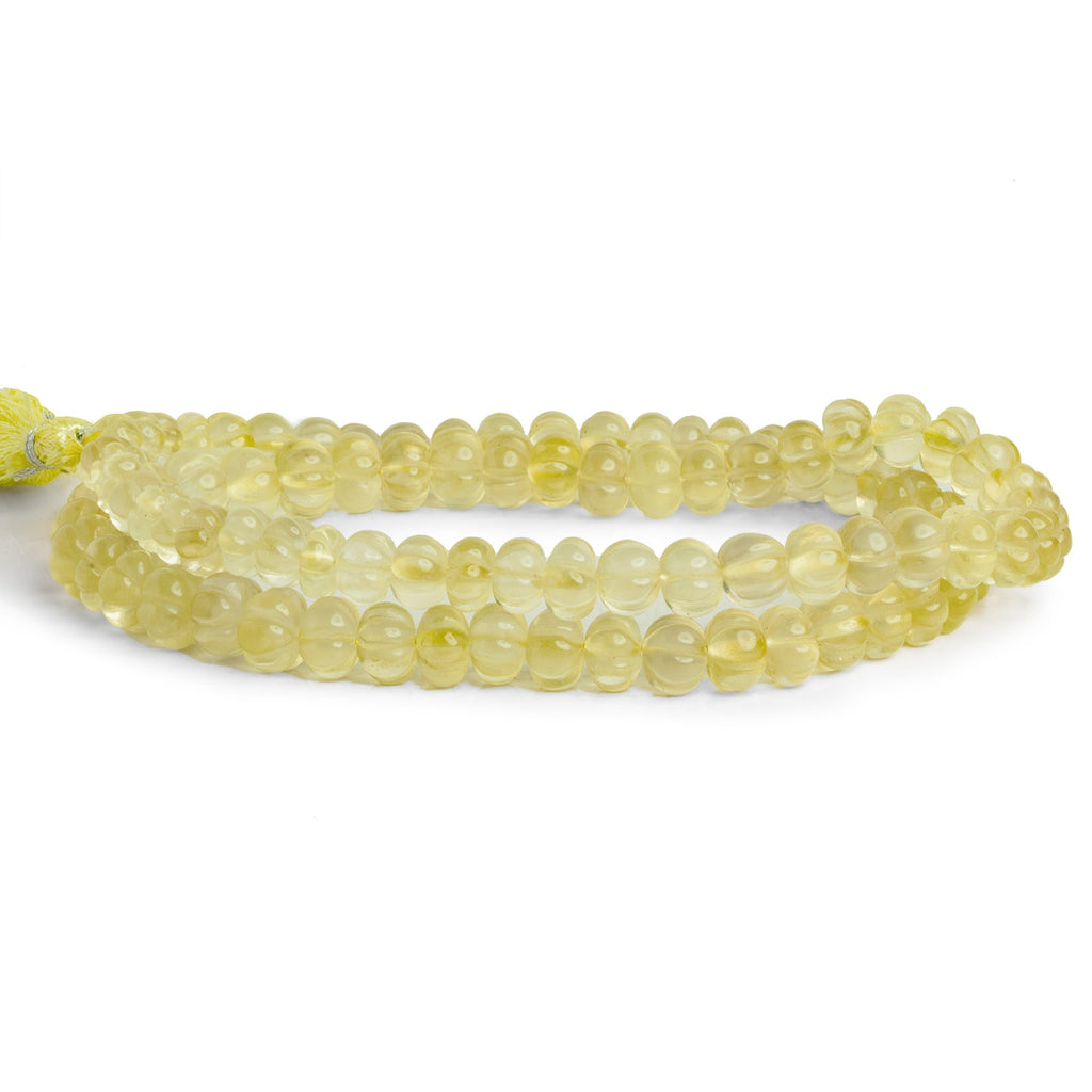 5 - 9mm Lemon Quartz Carved Melons 18 inch 88 beads - The Bead Traders