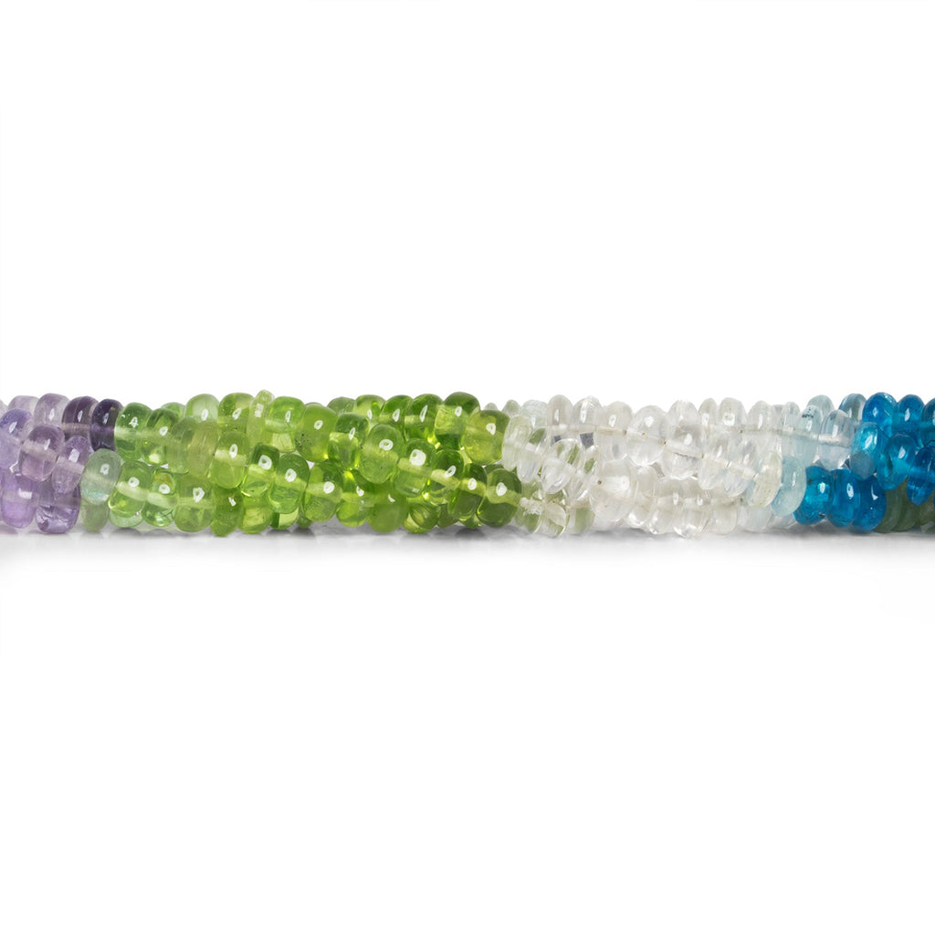 5.5mm Multi Gemstone Plain Rondelles 18 inch 155 beads - The Bead Traders