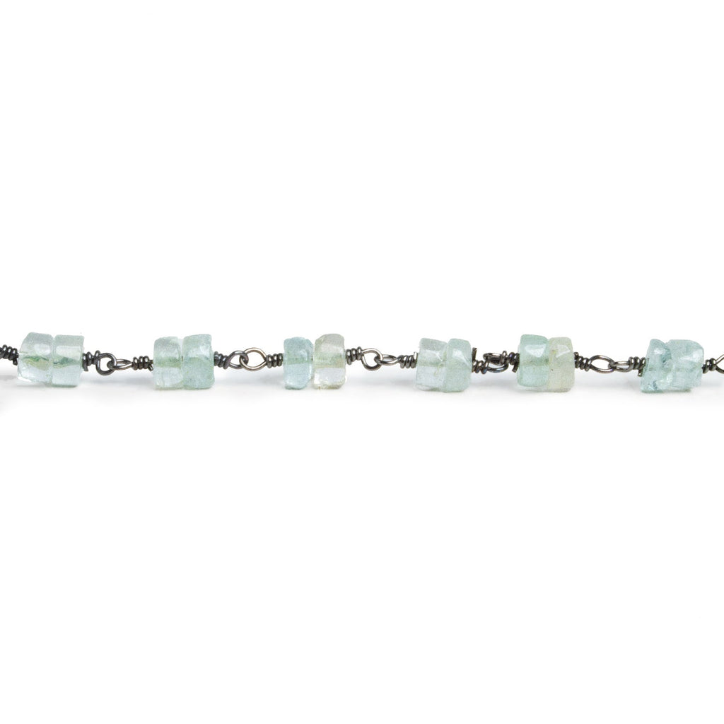 5mm Aquamarine Double Heishi Black Gold Chain 50 Beads - The Bead Traders