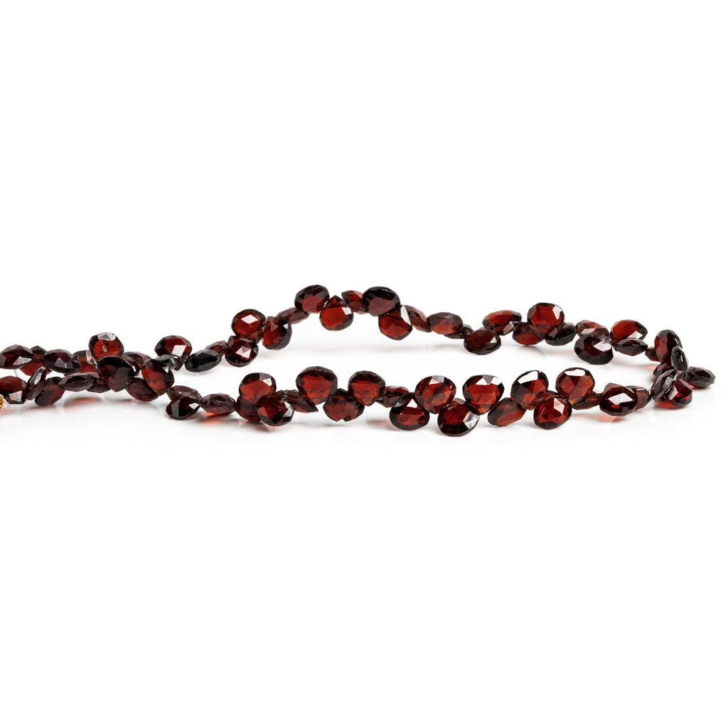 5mm Garnet Faceted Hearts 7.5 inch 65 beads - The Bead Traders