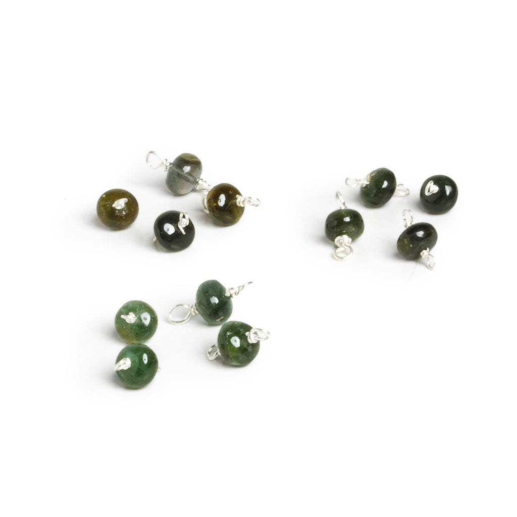 5mm Green Tourmaline Wire - Wrapped Focal Connectors 4 Pieces - The Bead Traders