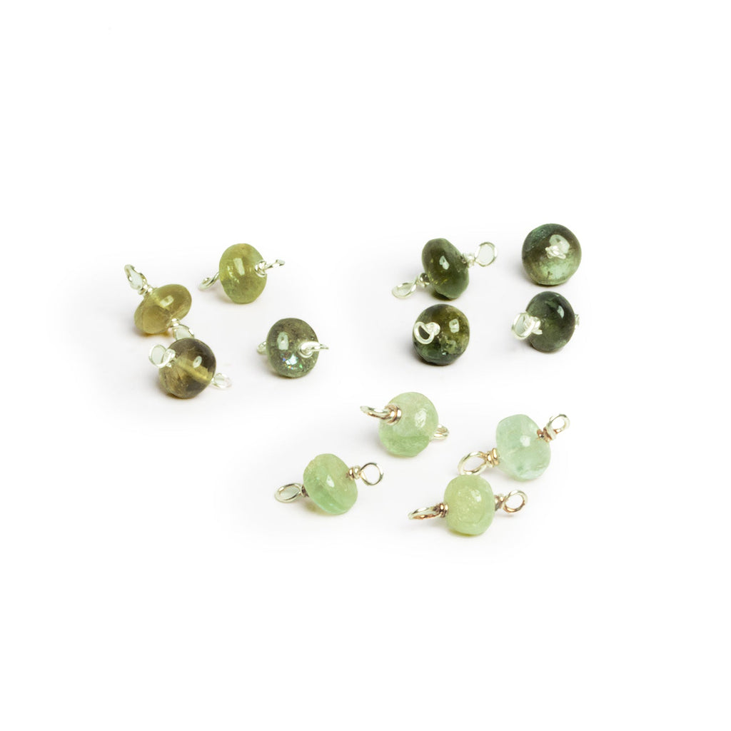 5mm Light Green Tourmaline Wire - Wrapped Focal Connectors 4 Pieces - The Bead Traders