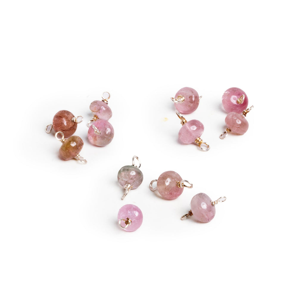 5mm Light Watermelon Tourmaline Wire - Wrapped Focal Connectors 4 Pieces - The Bead Traders