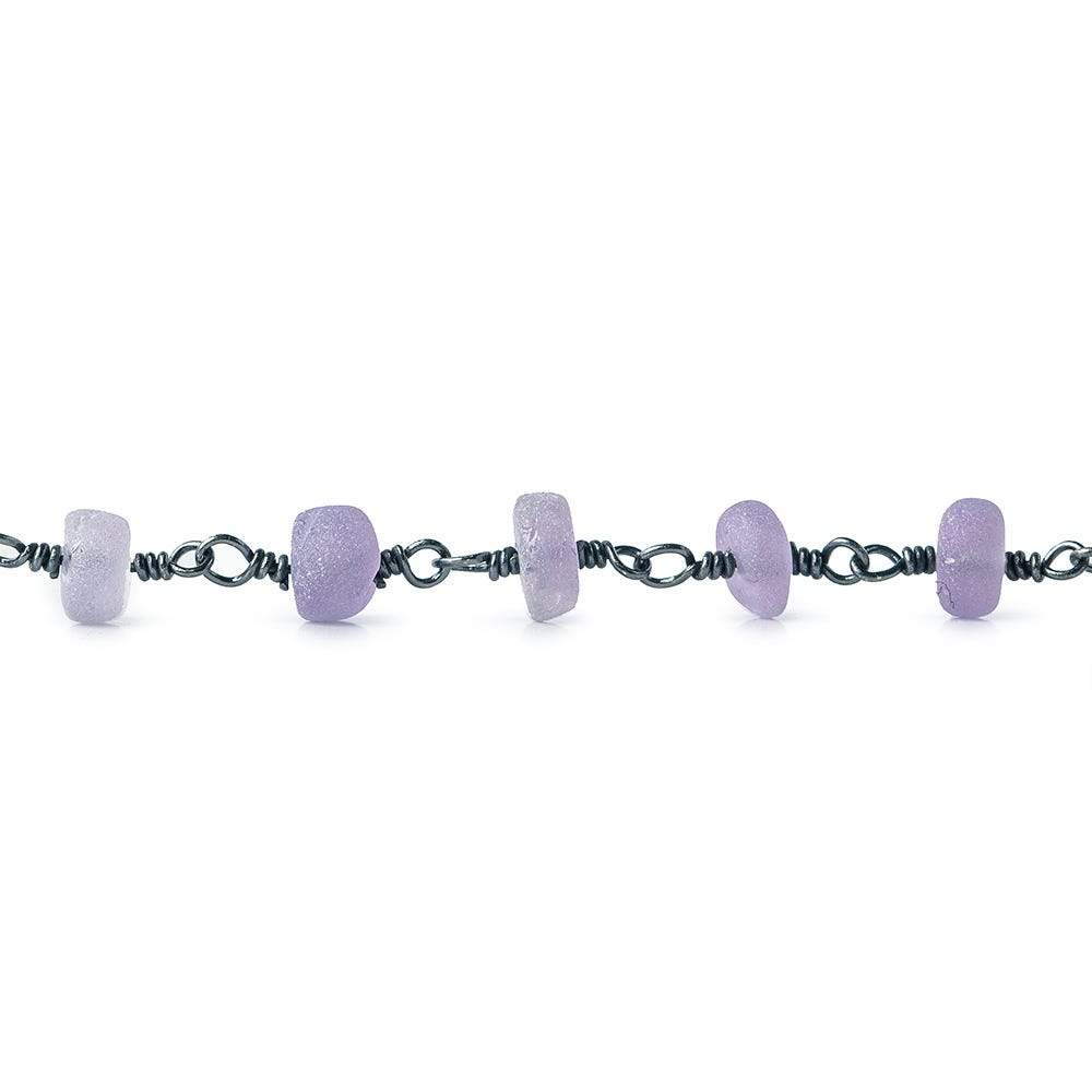 5mm Matte Amethyst Plain Rondelle Black Gold Chain - The Bead Traders