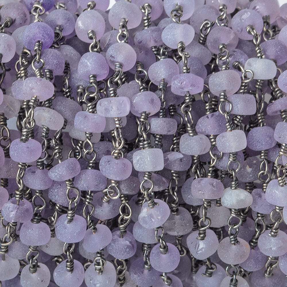 5mm Matte Amethyst Plain Rondelle Black Gold Chain - The Bead Traders