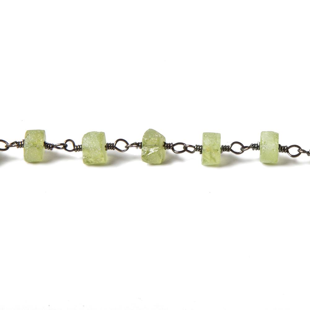 5mm Matte Peridot Plain Rondelle Black Gold Chain 35 beads - The Bead Traders