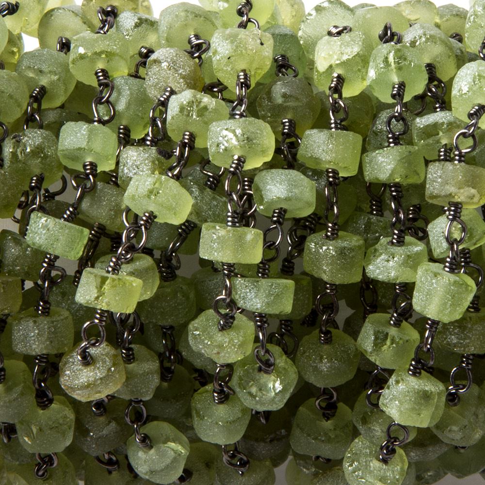 5mm Matte Peridot Plain Rondelle Black Gold Chain 35 beads - The Bead Traders