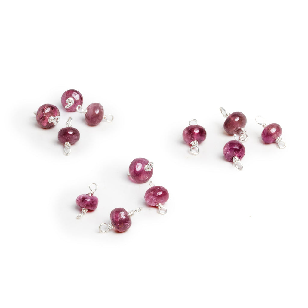 5mm Pink Tourmaline Wire - Wrapped Focal Connectors 4 Pieces - The Bead Traders