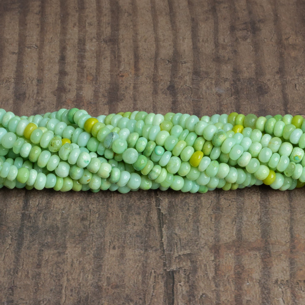 5mm Spring Green Opal Plain Rondelles 16 inch 140 beads - The Bead Traders