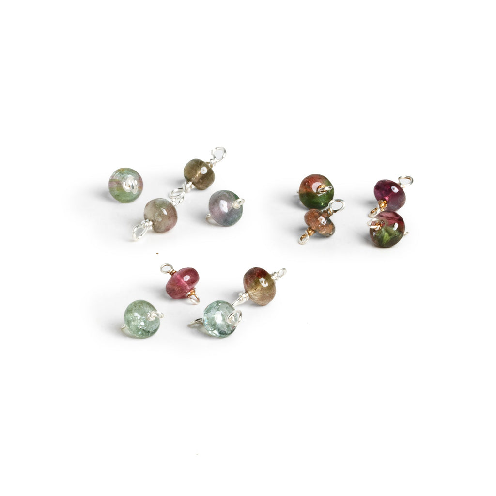 5mm Watermelon Tourmaline Wire - Wrapped Focal Connectors 4 Pieces - The Bead Traders