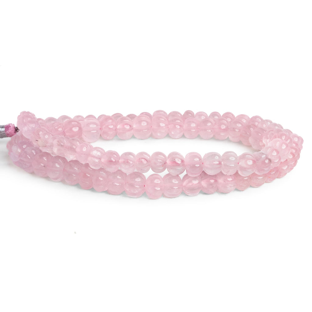 6 - 10mm Rose Quartz Carved Melons 18 inch 80 beads - The Bead Traders