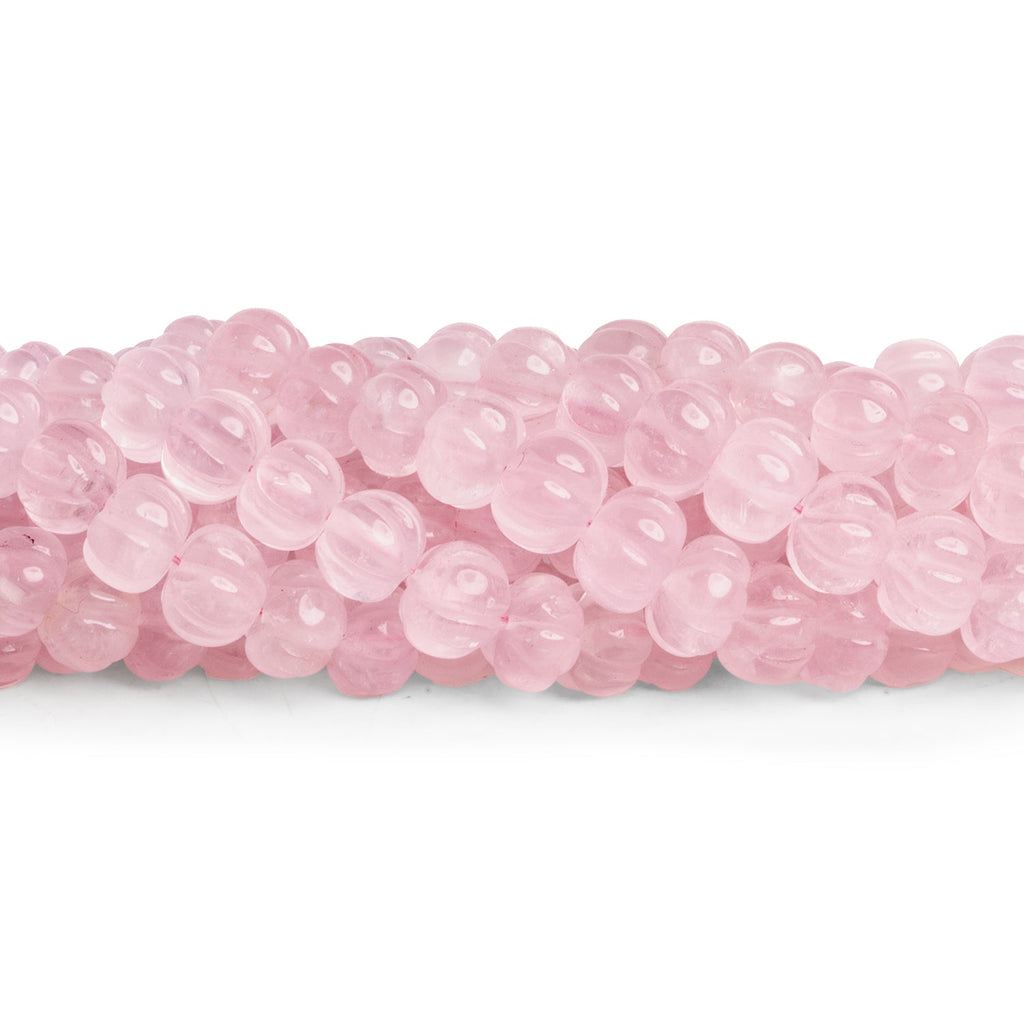 6 - 10mm Rose Quartz Carved Melons 18 inch 80 beads - The Bead Traders