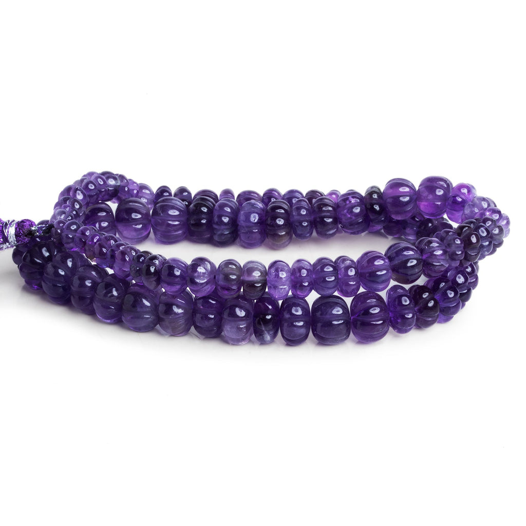 6 - 11mm Amethyst Carved Melons 18 inch 77 beads - The Bead Traders