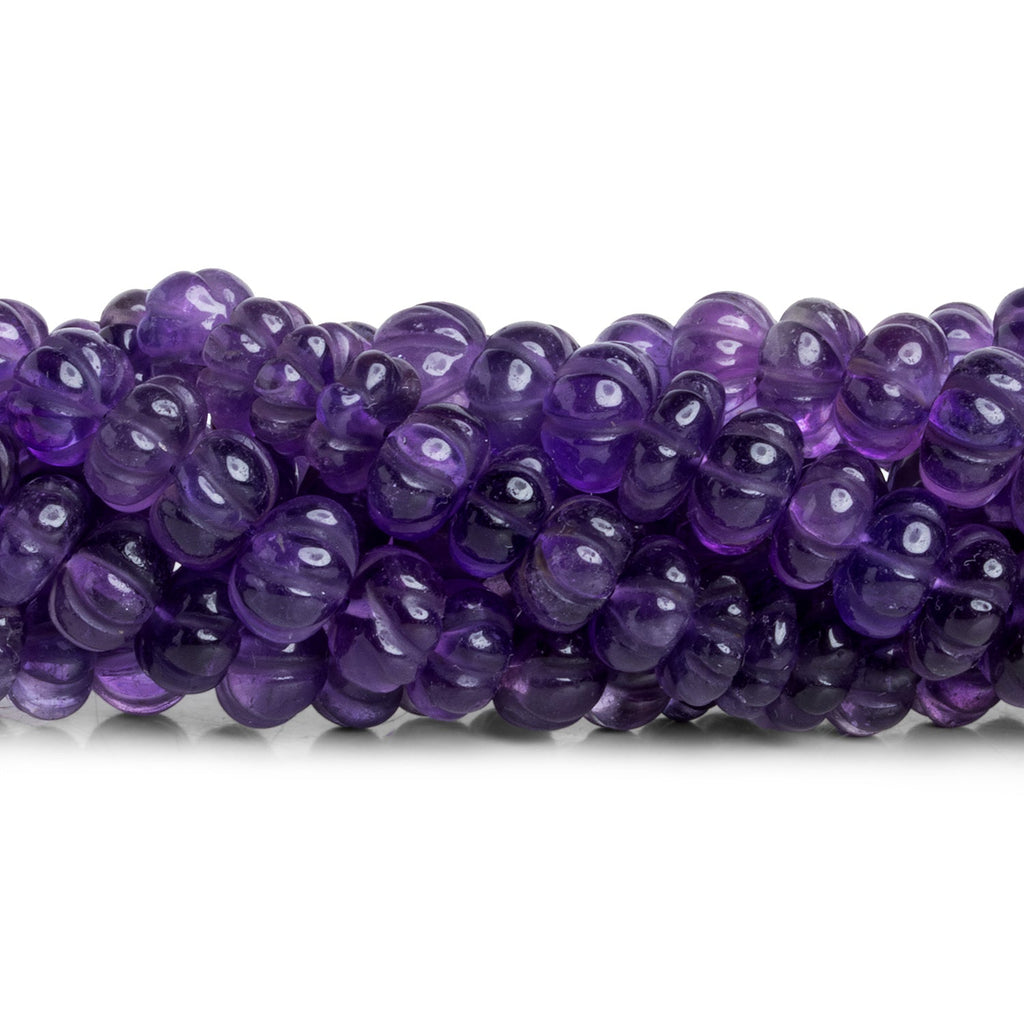 6 - 11mm Amethyst Carved Melons 18 inch 77 beads - The Bead Traders