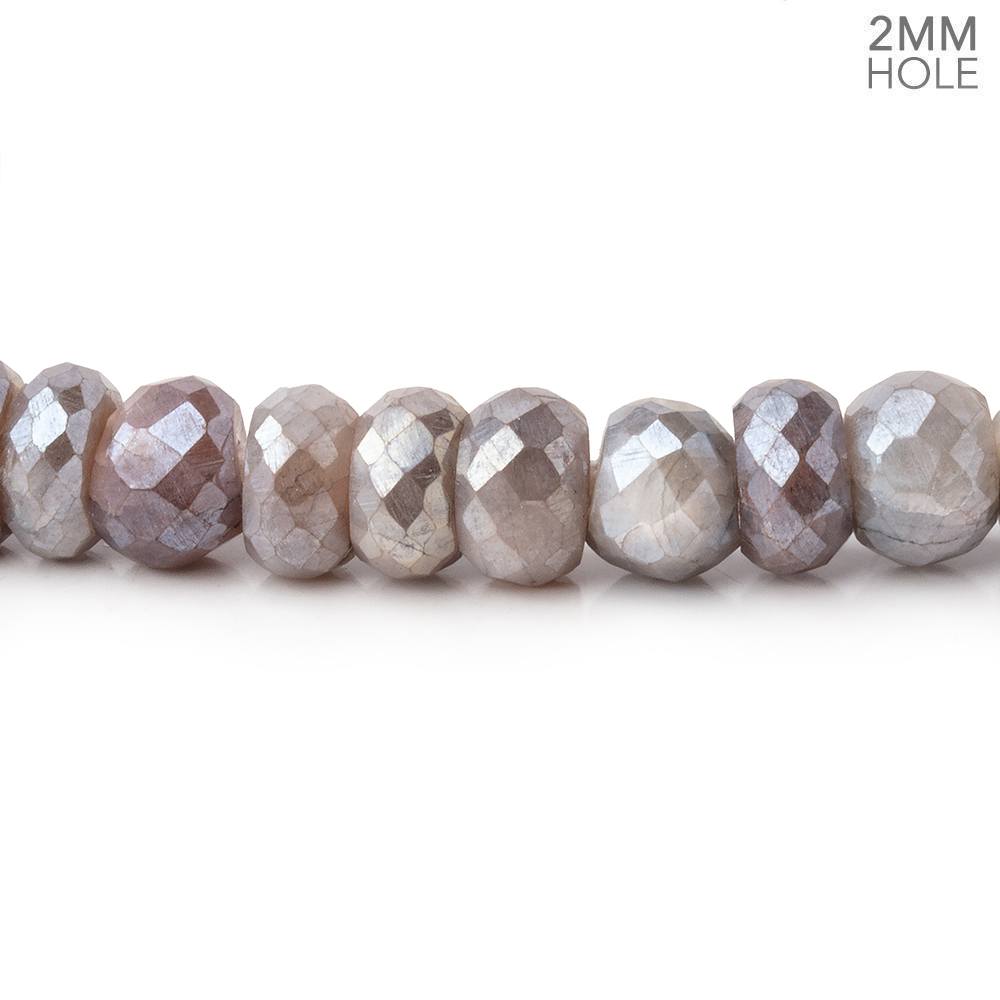 6 - 6.5mm Mystic Gray Moonstone 2mm Large Hole Rondelles 8 inch 50 Beads - The Bead Traders