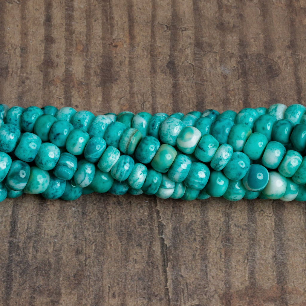 6 - 7.5mm Teal Opal Plain Rondelles 16 inch 82 beads - The Bead Traders