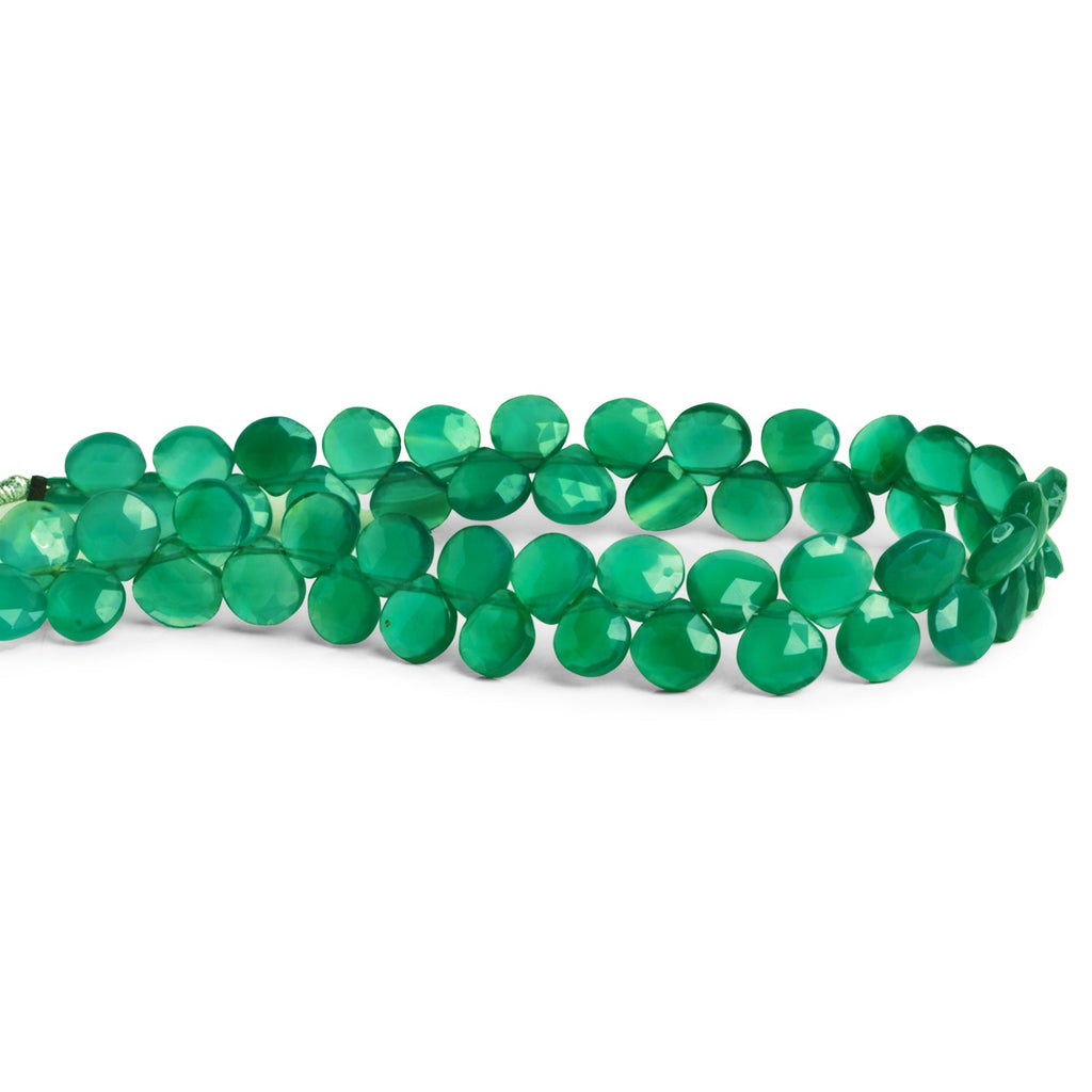 6 - 7mm Green Onyx Faceted Hearts 8 inch 50 beads - The Bead Traders