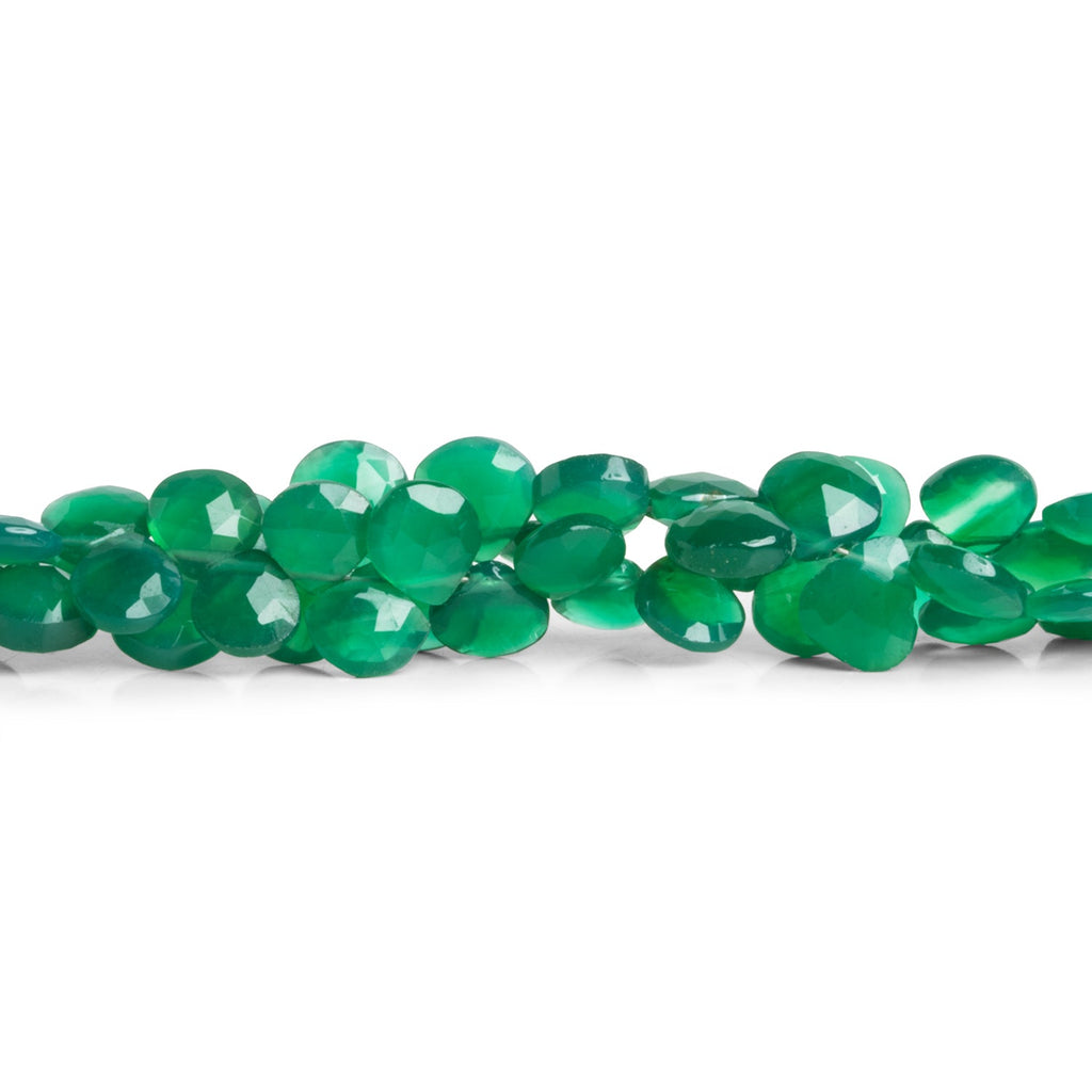 6 - 7mm Green Onyx Faceted Hearts 8 inch 50 beads - The Bead Traders