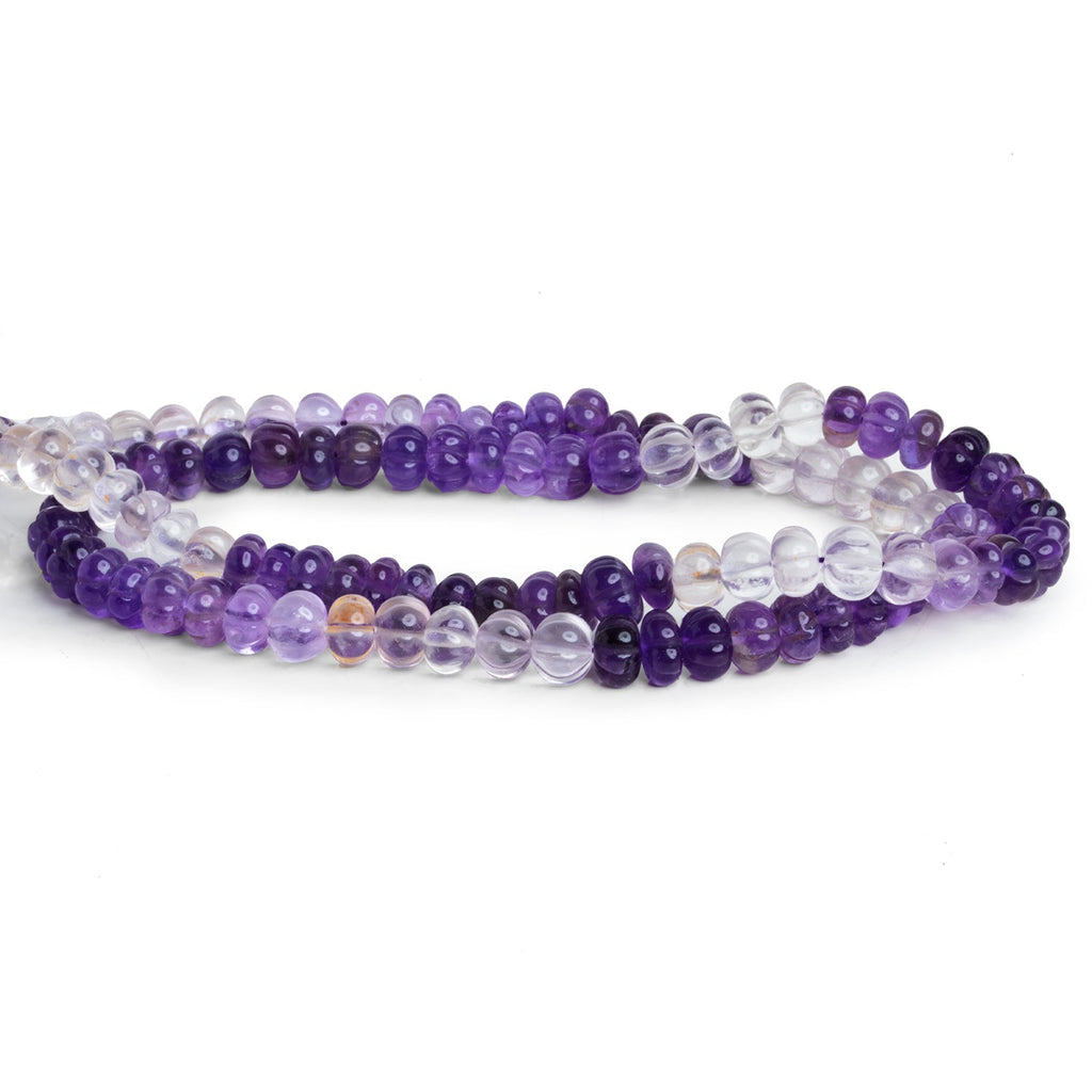 6 - 7mm Shaded Amethyst Carved Melons 18 inch 101 beads - The Bead Traders