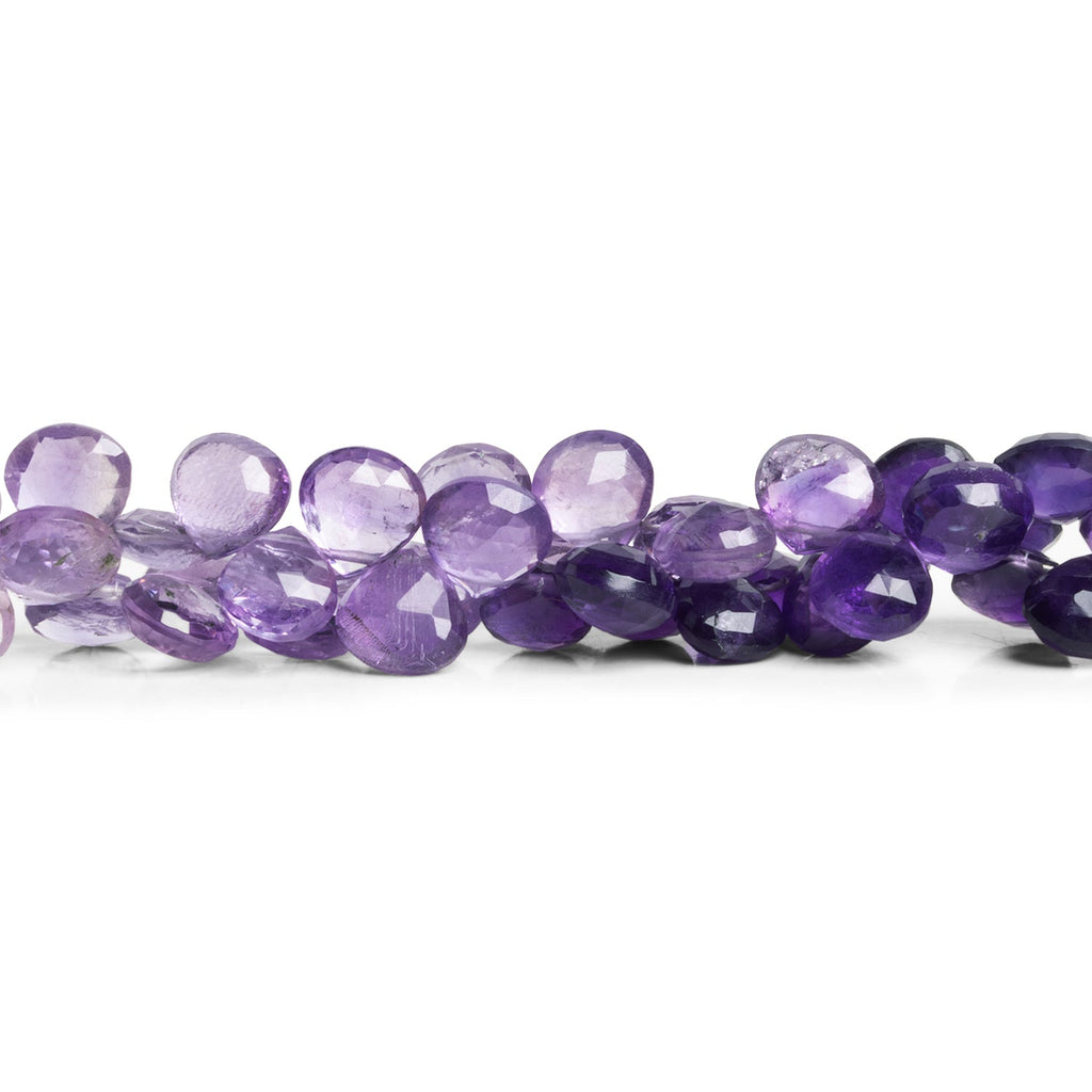 6 - 8mm Amethyst Faceted Hearts 8 inch 50 beads - The Bead Traders