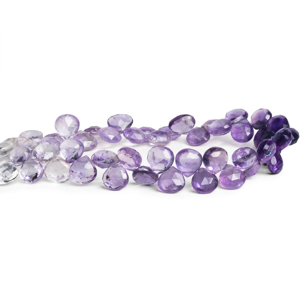 6 - 8mm Amethyst Faceted Hearts 8 inch 50 beads - The Bead Traders