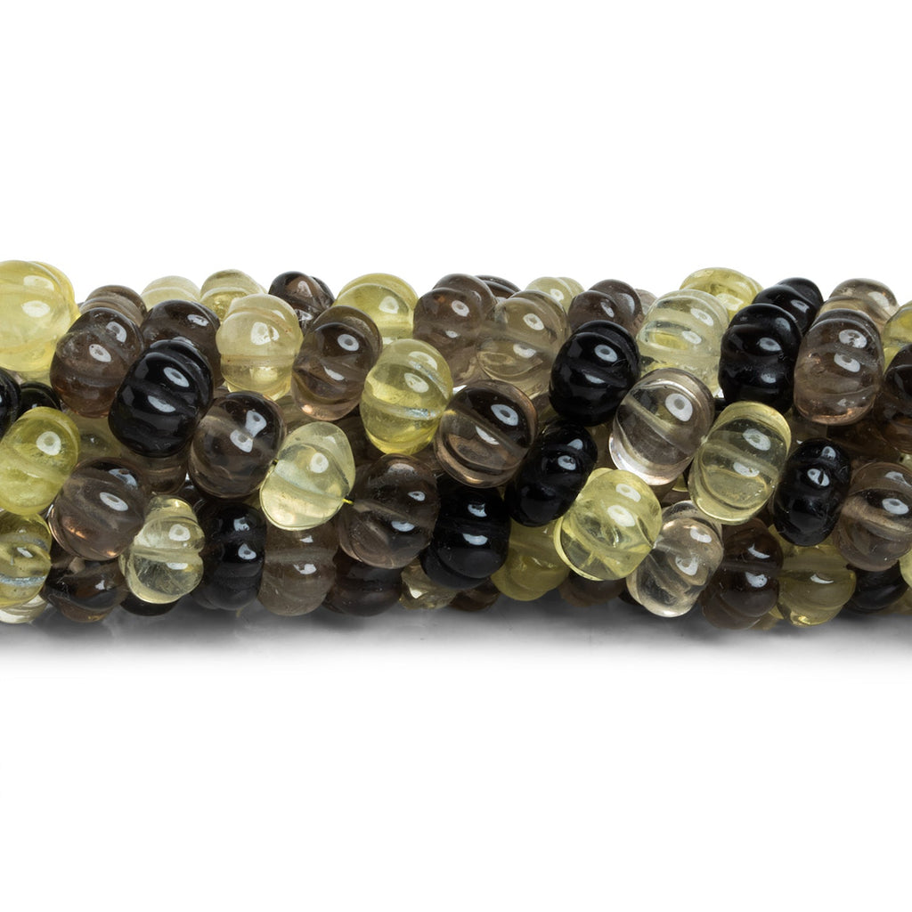 6 - 8mm Multi Gemstone Carved Melons 18 inch 83 beads - The Bead Traders