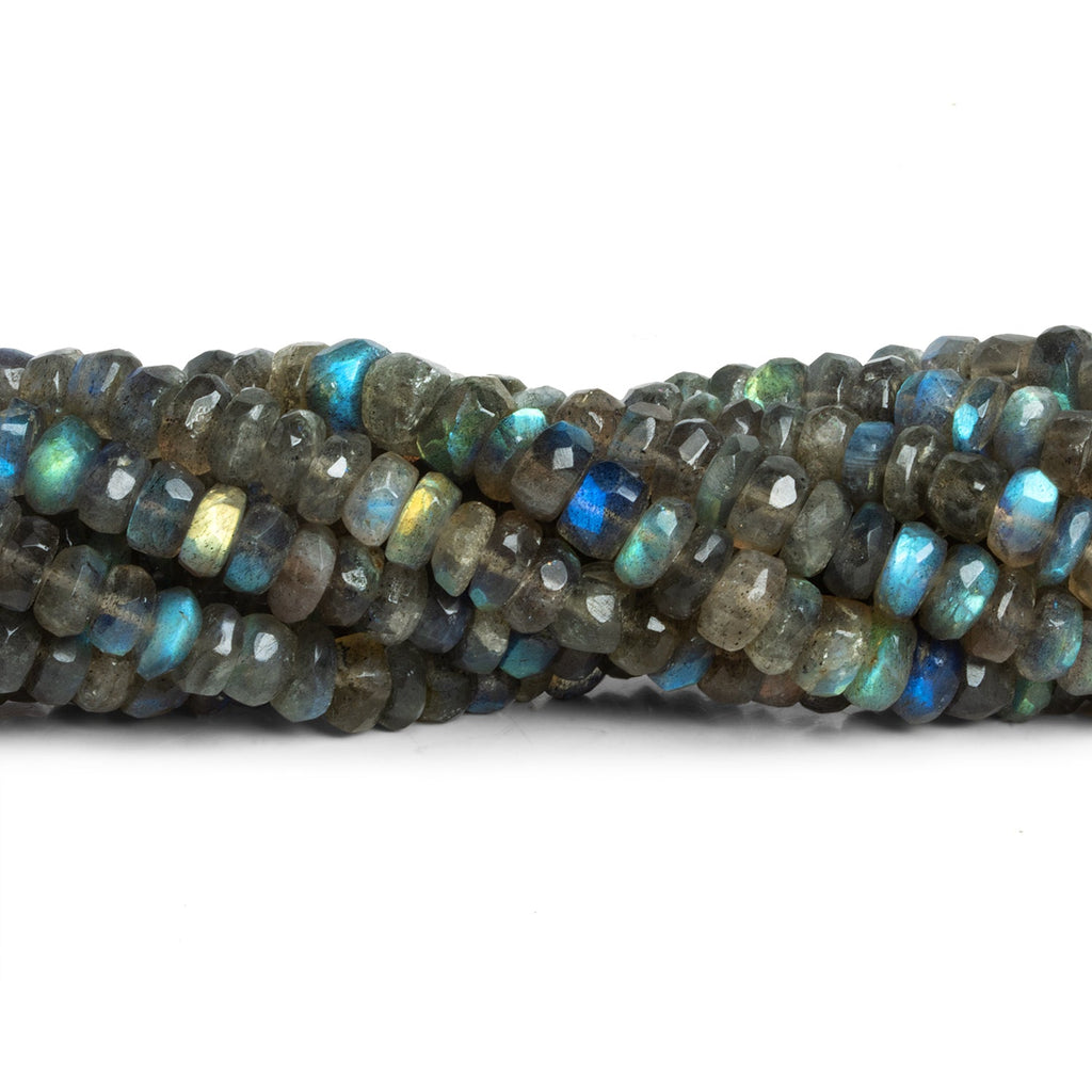 6.5 - 7mm Labradorite Faceted Rondelles 12 inch 87 beads - The Bead Traders