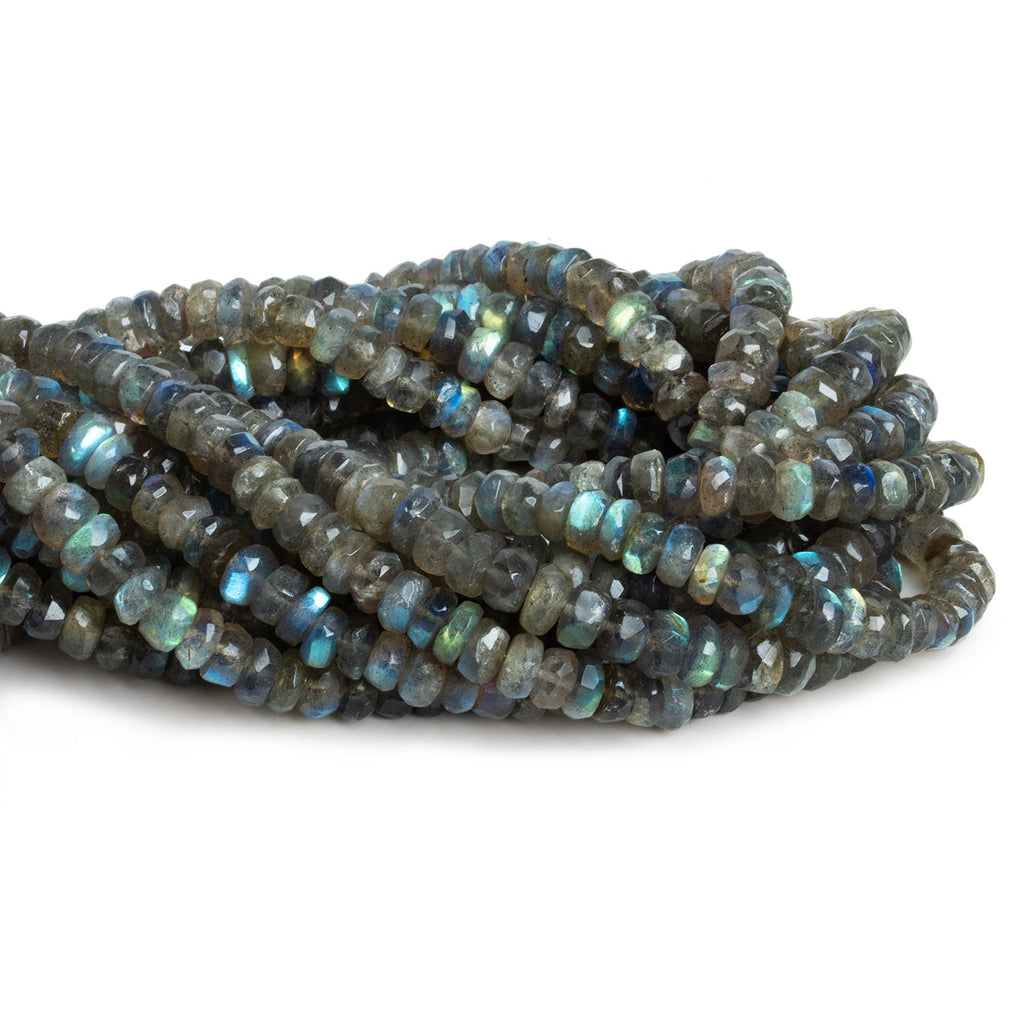 6.5 - 7mm Labradorite Faceted Rondelles 12 inch 87 beads - The Bead Traders