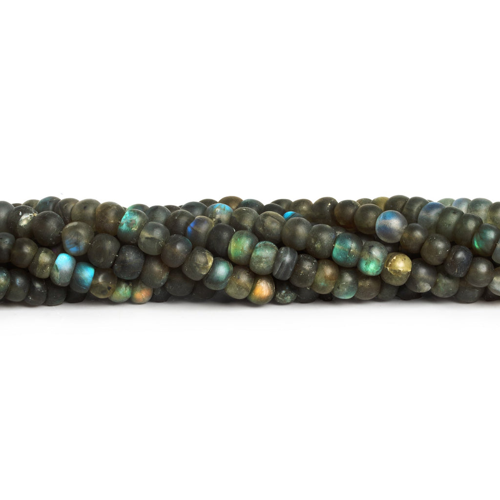 6.5 - 7mm Matte Labradorite plain rondelle beads 7.5 inch 42 beads - The Bead Traders