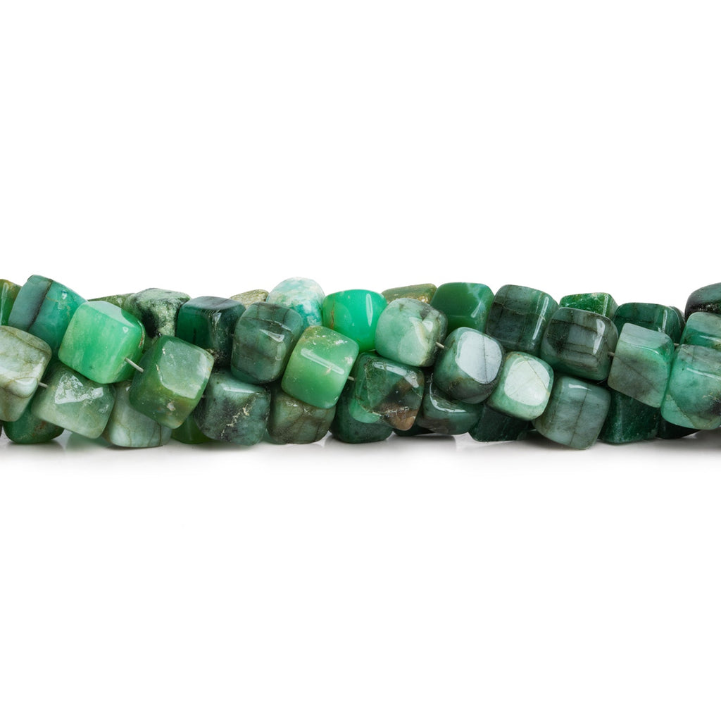 6.5 - 8mm Emerald Cubes 15 inch 57 beads - The Bead Traders