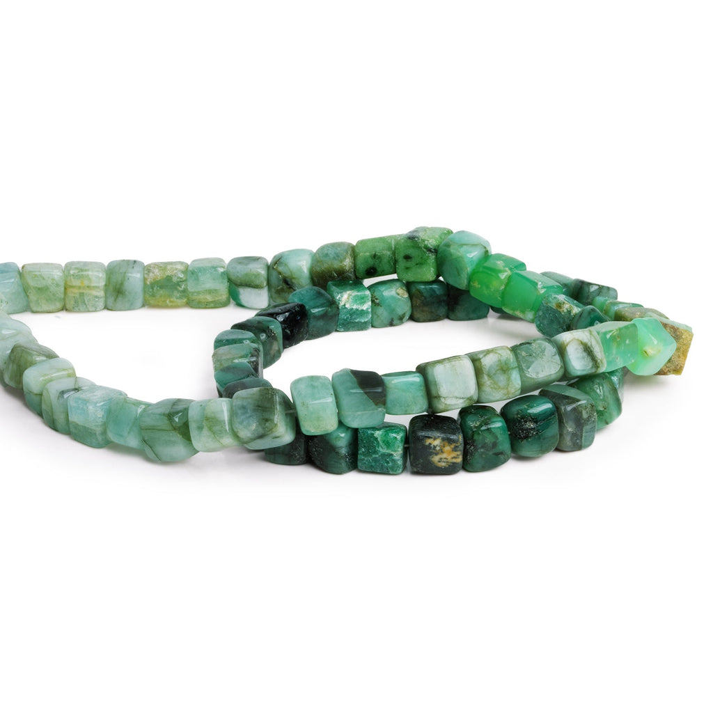 6.5 - 8mm Emerald Cubes 15 inch 57 beads - The Bead Traders