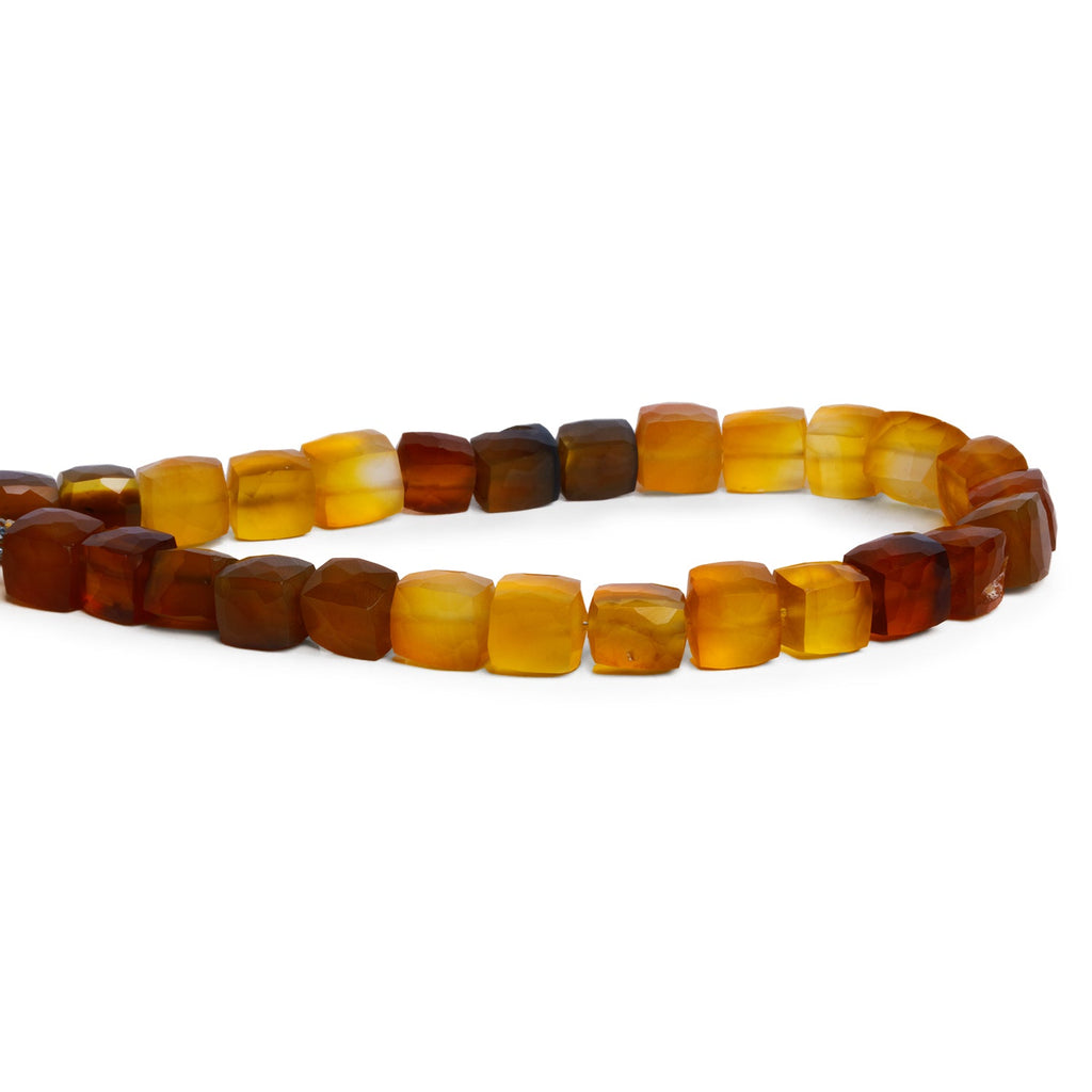 6.5 - 8mm Shaded Yellow Chalcedony Faceted Cubes 8 inch 24 beads - The Bead Traders